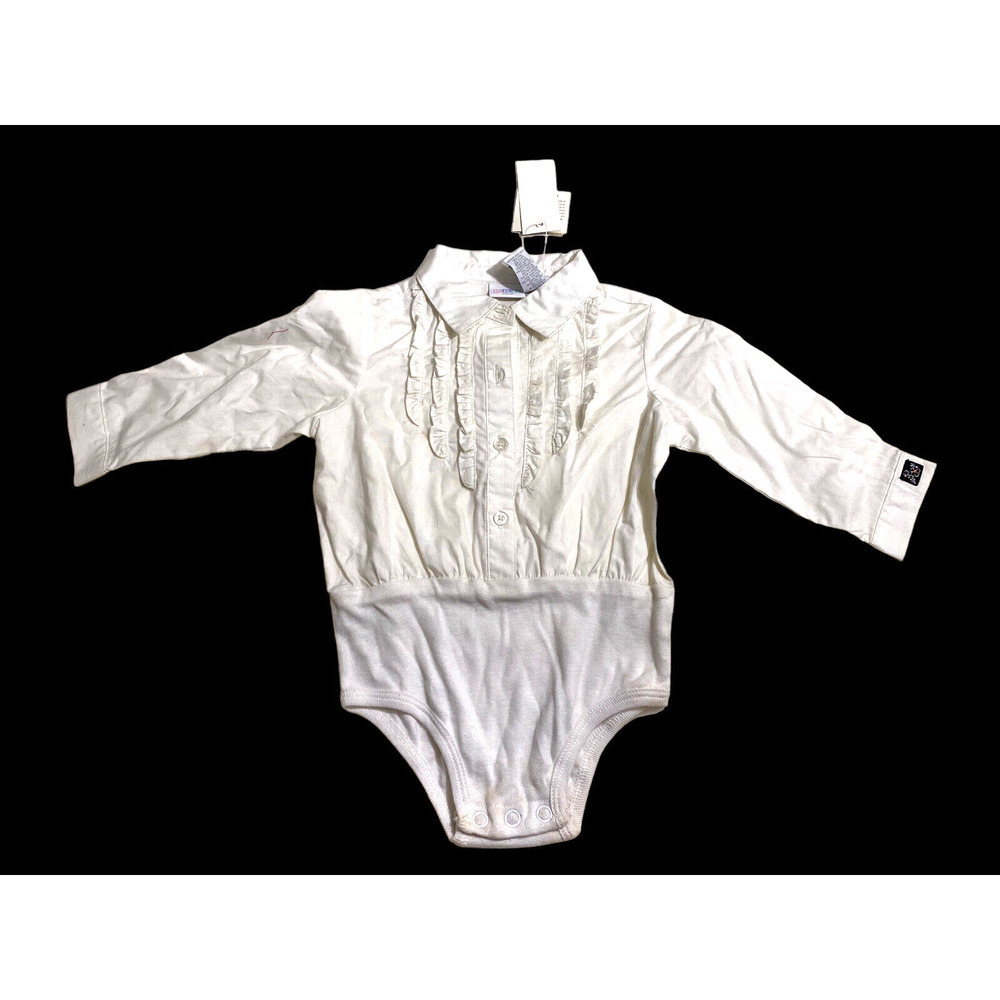 Vintage Baby Girl One Piece Shirt Outfit 12M White Shirt for Under Jumper Dress